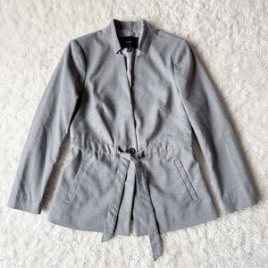 Banana Republic Woman Gray Tie Waist Belt Collarless Blazer Jacket US4 Preppy